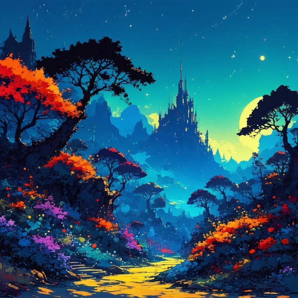 Dark Fantasy Land With Whimsical Ghibli Charm