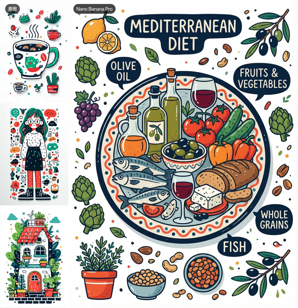 Mediterranean Diet Drawing Guide