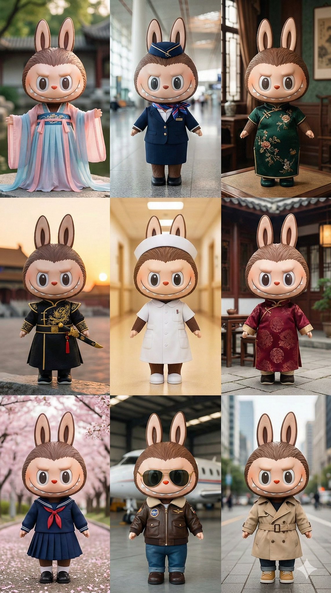 Labubu Style Transformation Collage