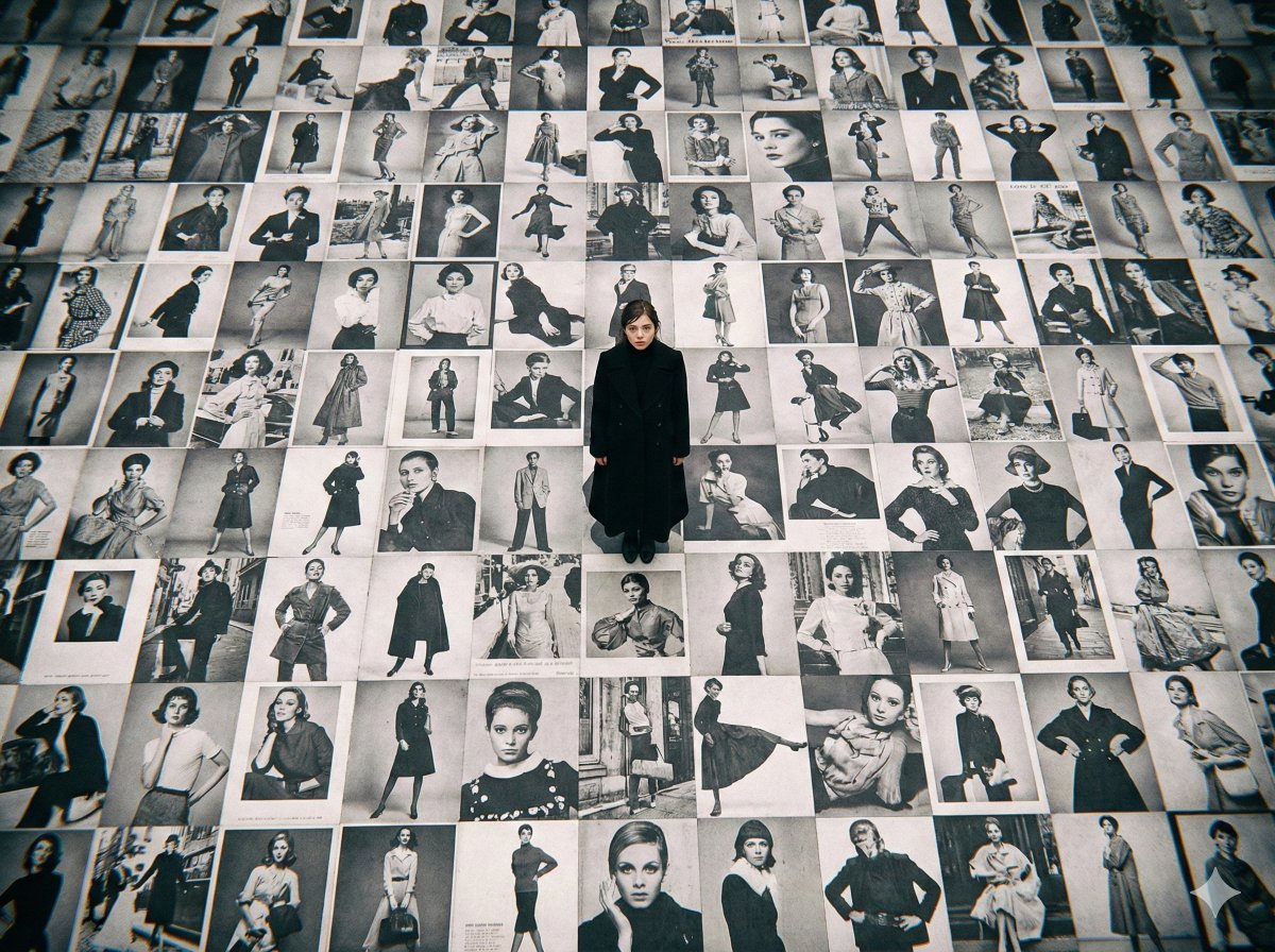 Actress in Black Coat Above Model Billboards