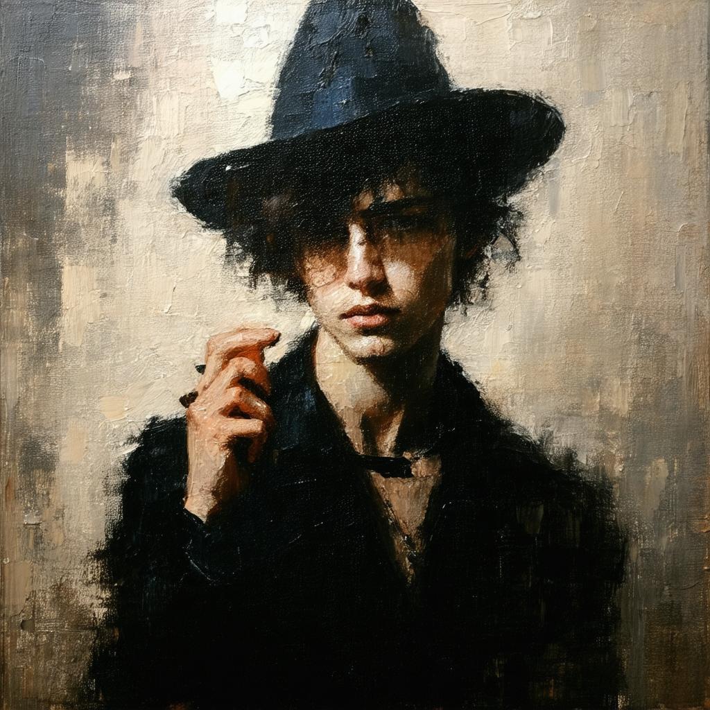 Somber Dirge Selfie in Muted Oils