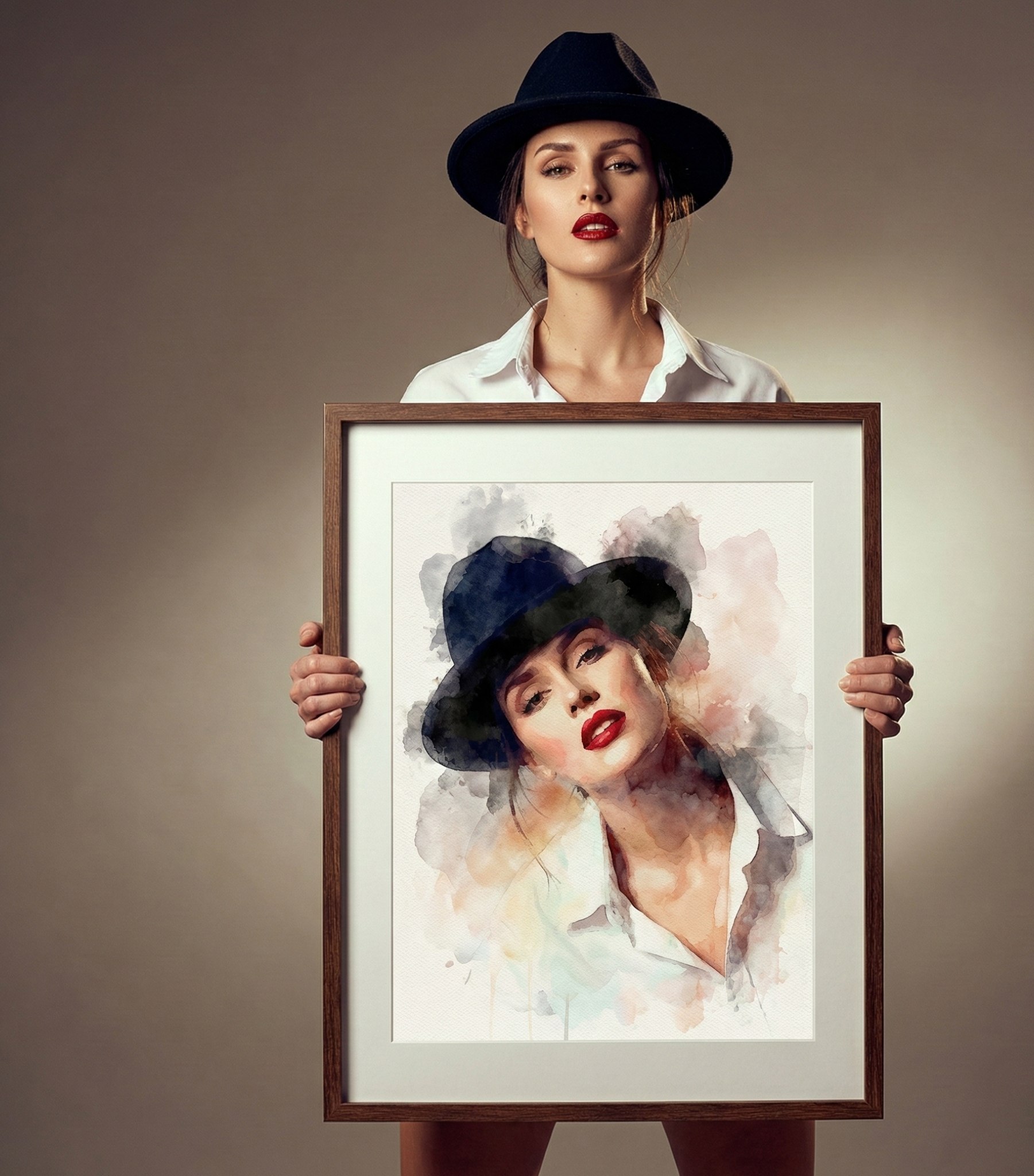 Watercolor Portrait in Frame