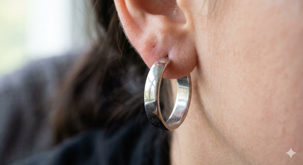 Realistic Macro Shot of Metal Earring