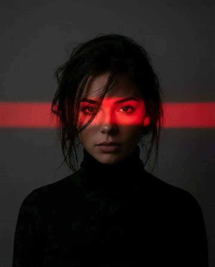 Red Light Shadow Portrait