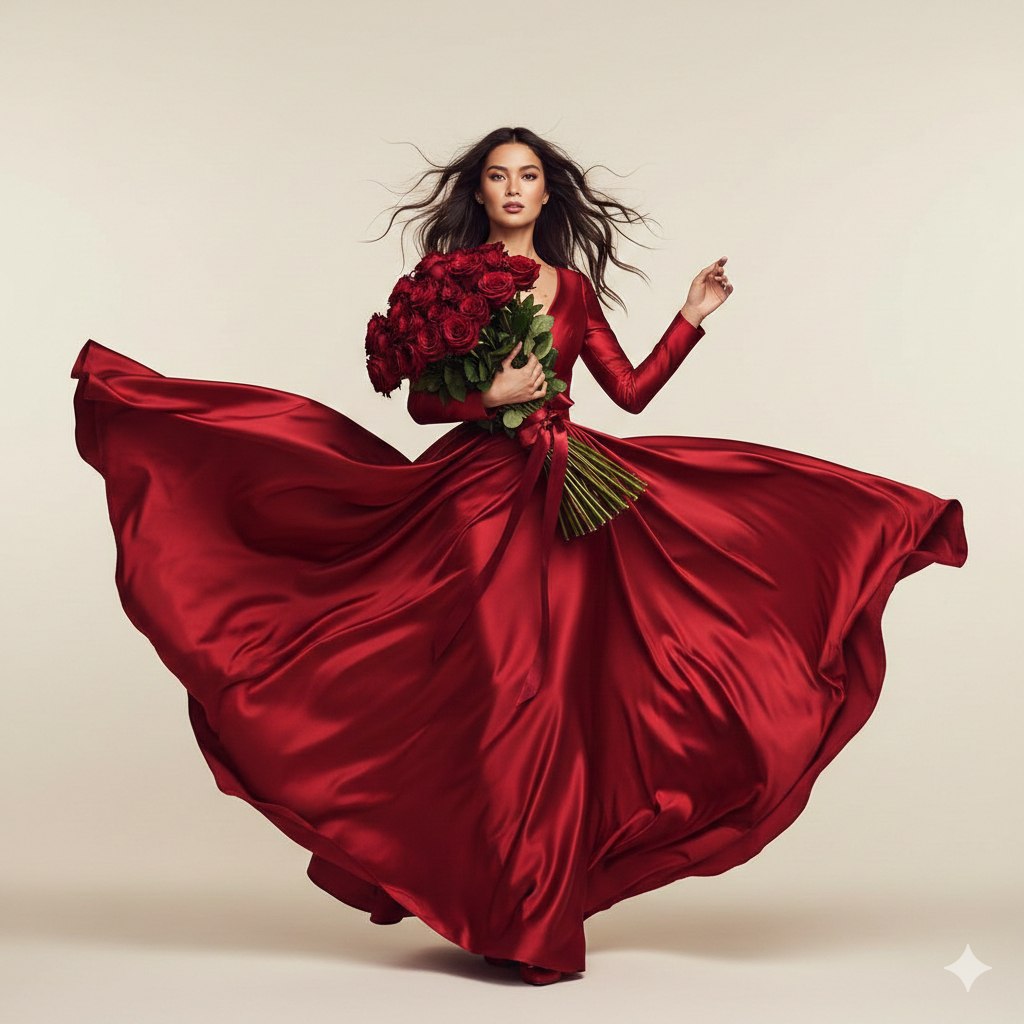 Red Satin Rose Luxury Editorial