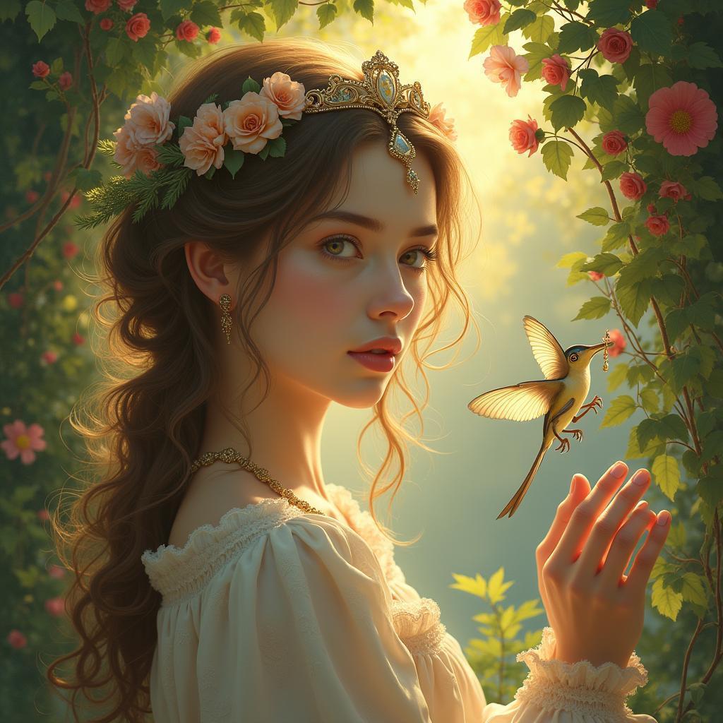 Magical Realm of Ethereal Beings and Flora