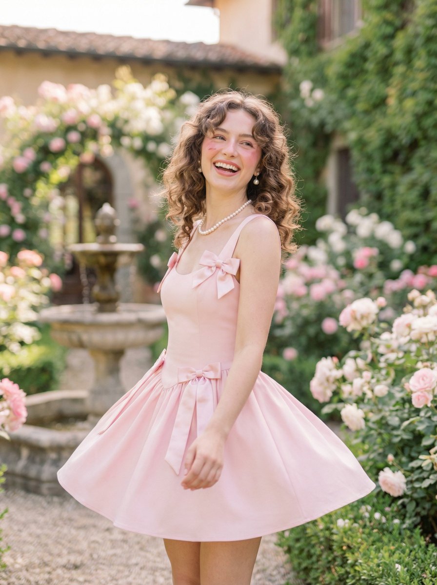 Dreamy Garden Girl Spinning Happily
