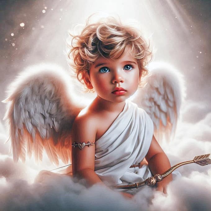 Photorealistic Baby Angel in Clouds