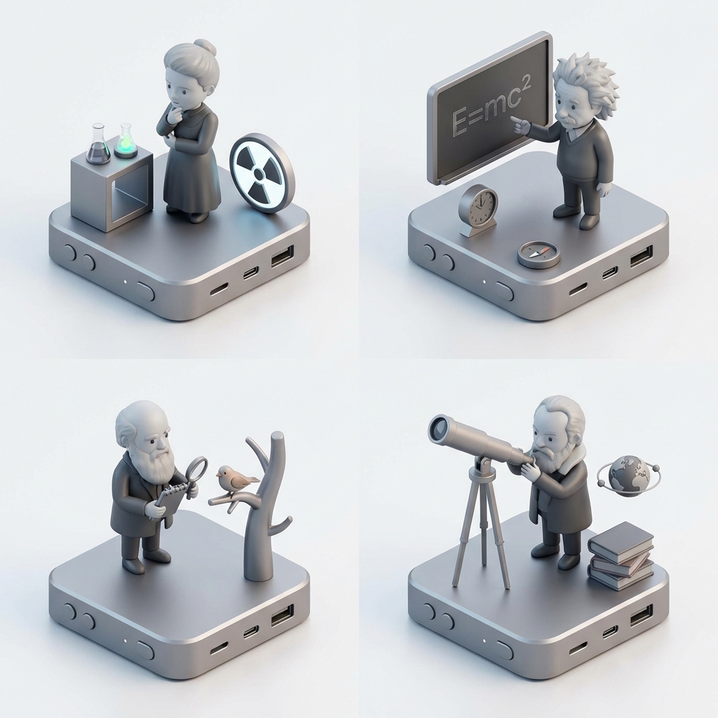 Minimalist Aluminum Scientist Models