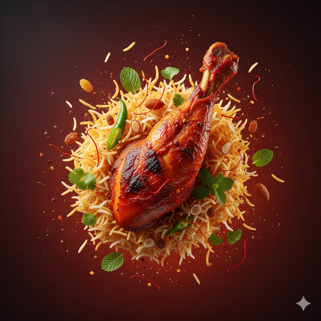 Spicy Chicken Biryani Surreal Shot