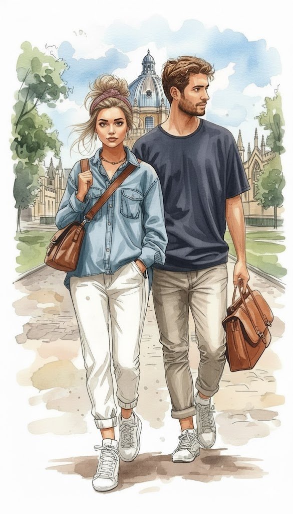 Watercolor Couple at Historic University