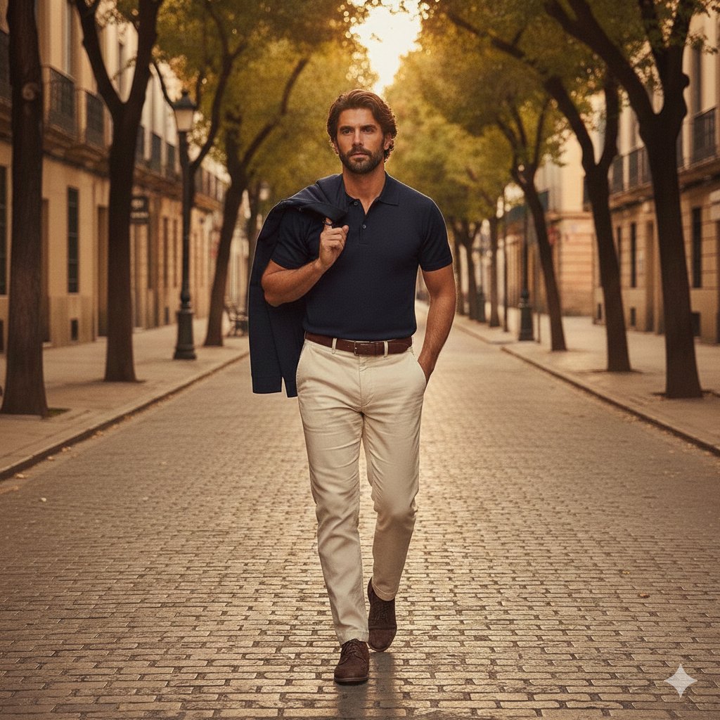 Stylish Gentleman Strolling European Street