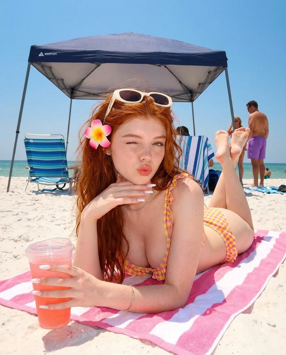 Redhead Beach Kiss Summer Vibes