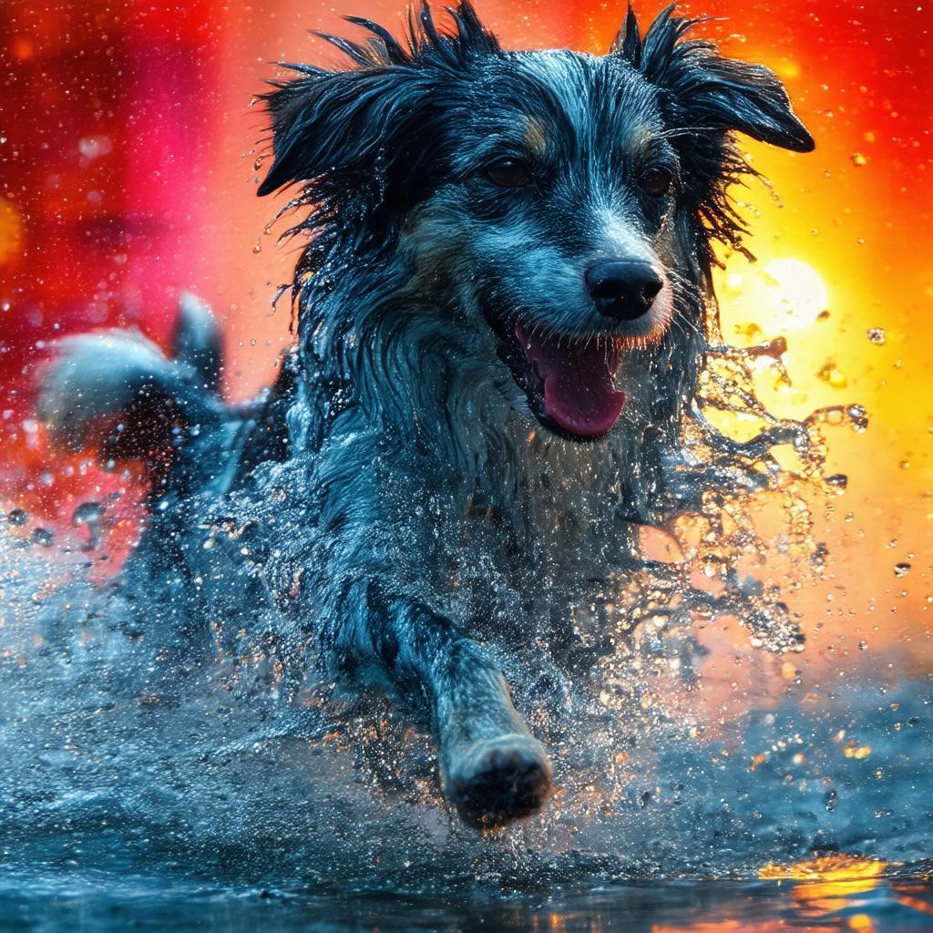 Wet Dog Mid Shake in Vivid Color
