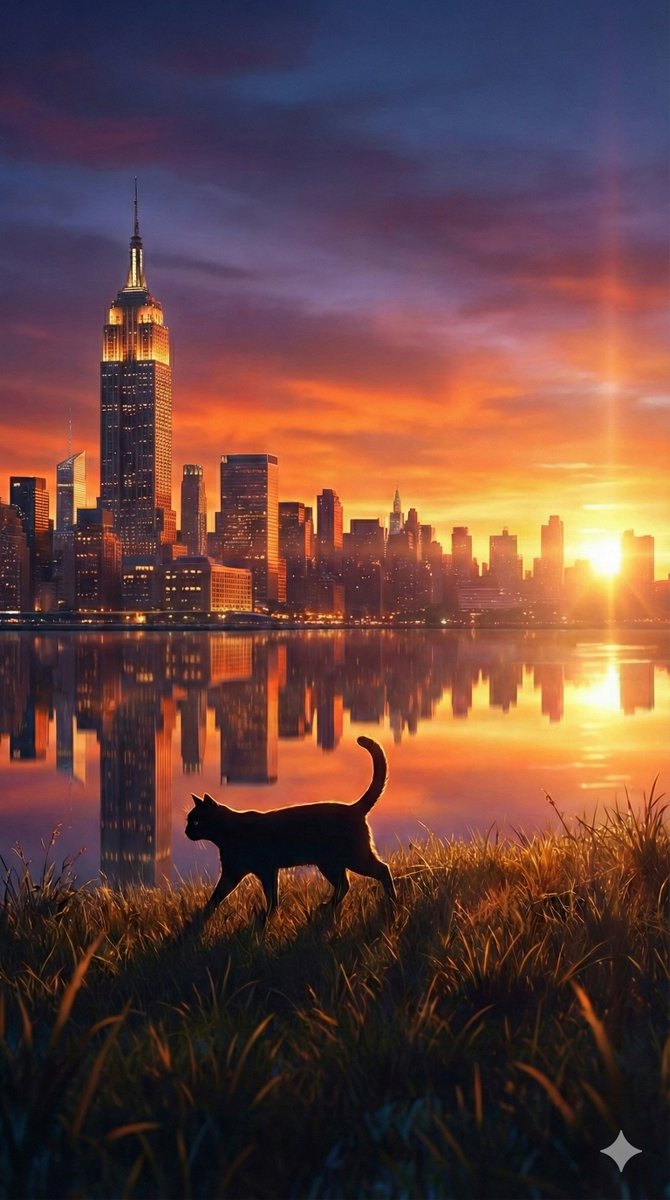 Black Cat Silhouette At Golden Sunset