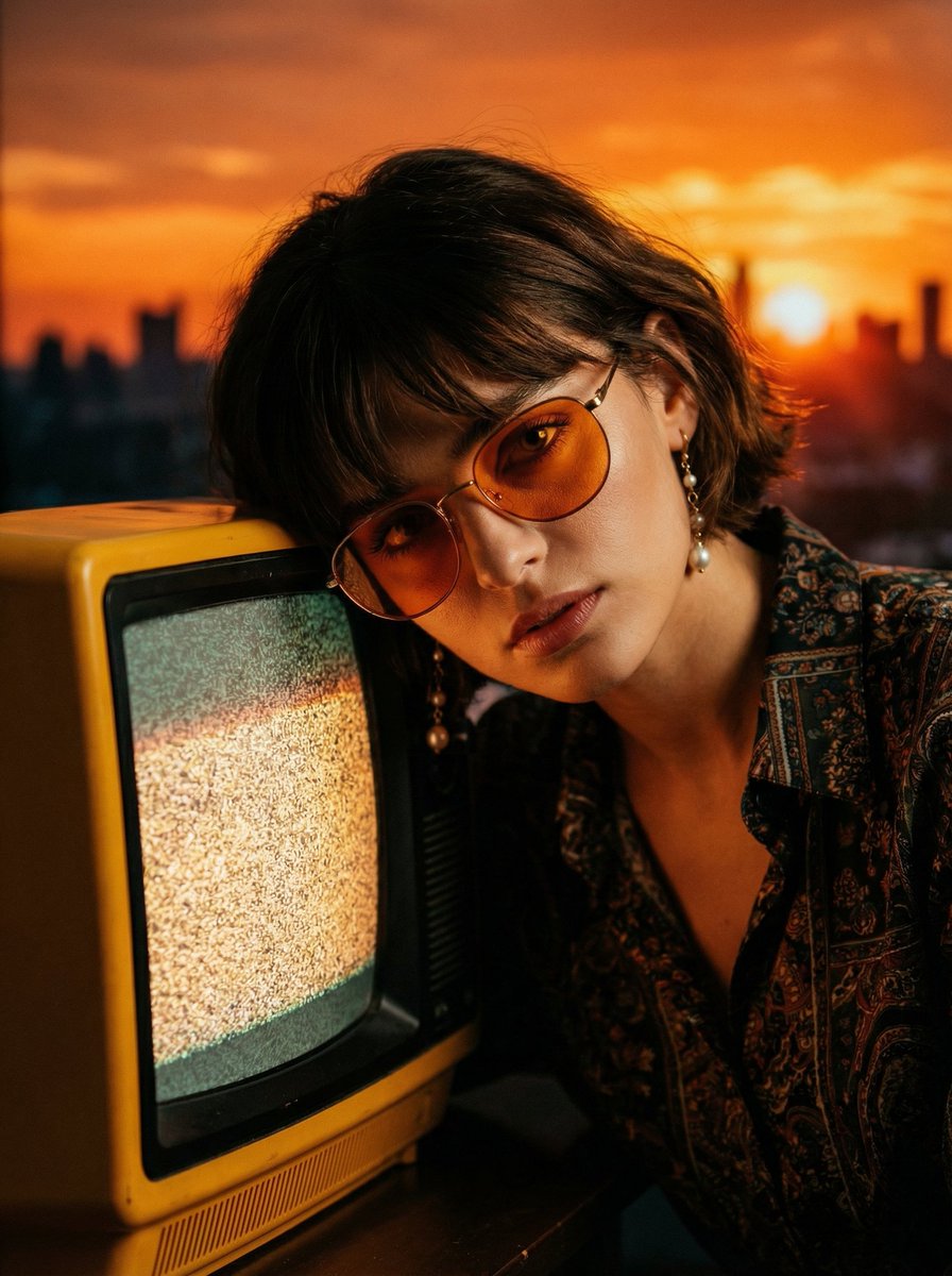 Retro TV Woman Cinematic Portrait