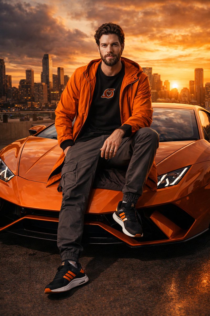 Orange Lamborghini Sunset Streetwear