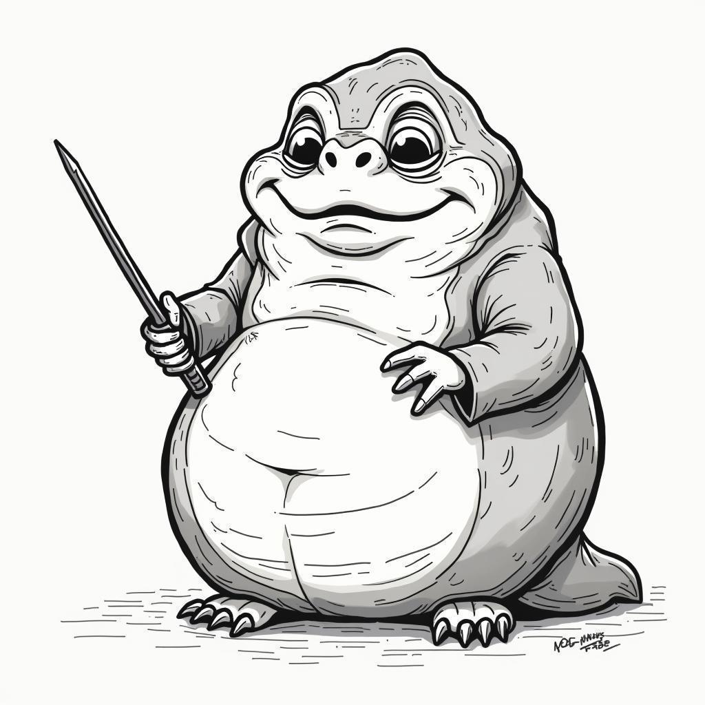 Elon Musk as Jabba in Whiteboard Sketch