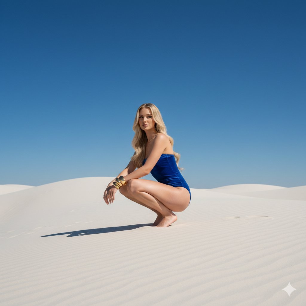 Royal Blue Velvet On White Dunes