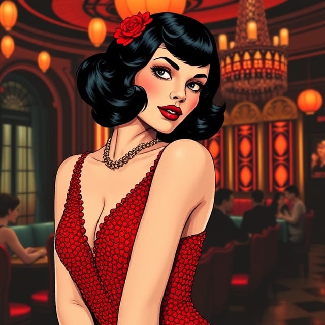 Vivid Pop Art Jazz Nightclub Scene