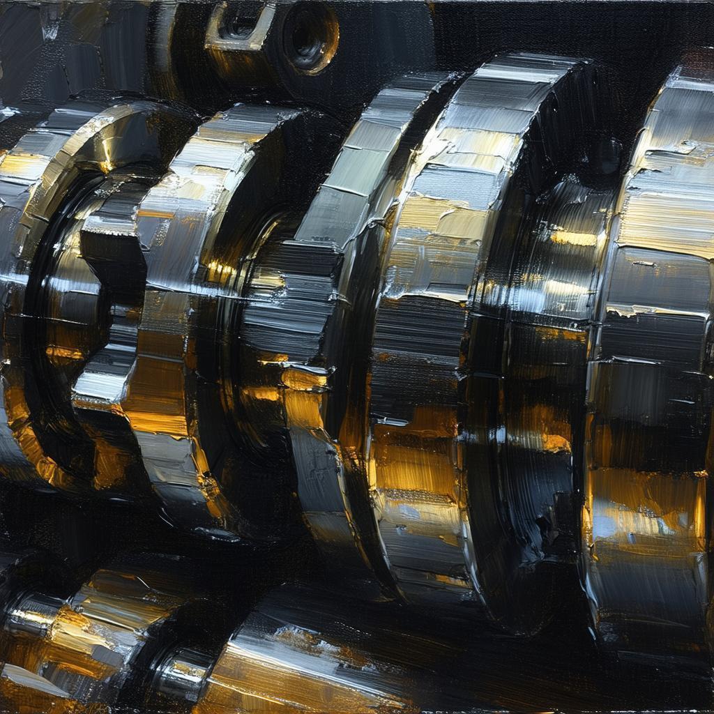 Camshaft Close Up in Layered Oil Brushwork