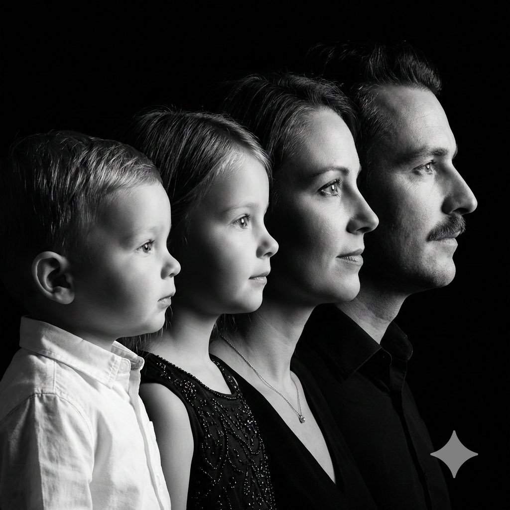 Timeless Family Portrait in Monochrome