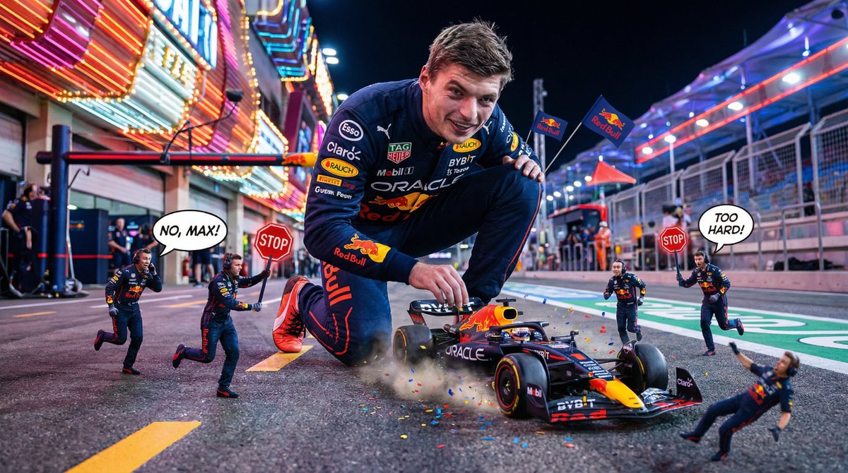 Giant Verstappen Plays With Tiny F1 Car