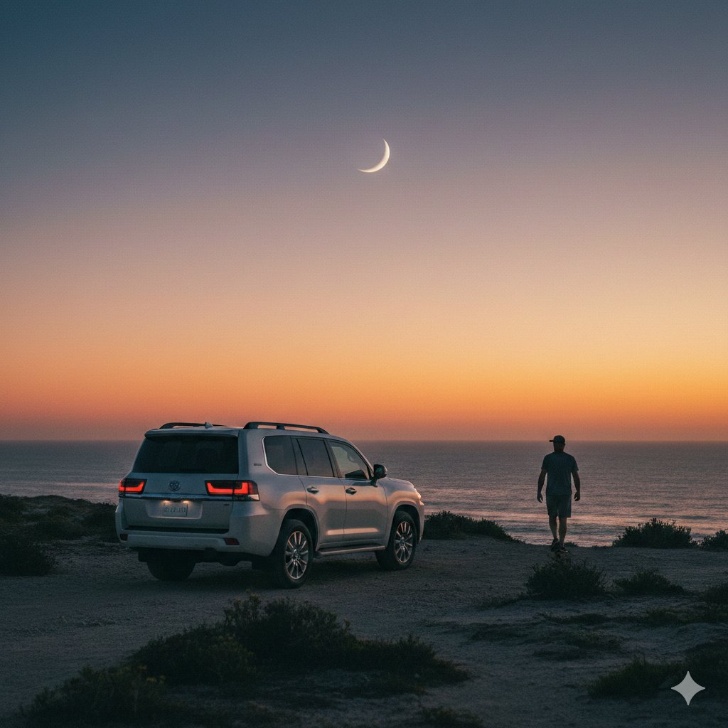 Cinematic Coastal Sunset Land Cruiser