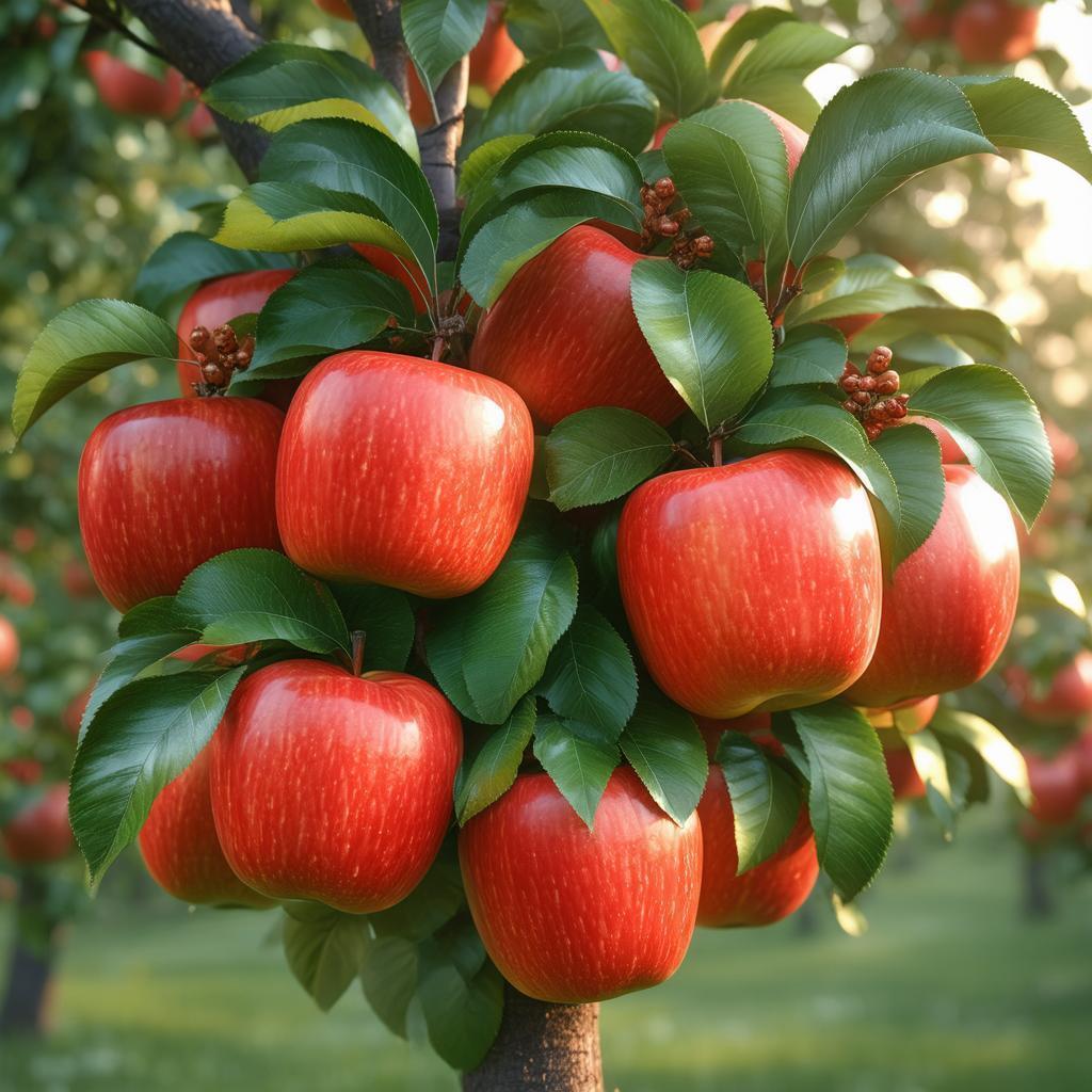 Square Red Apples on Circular Leafed Tree