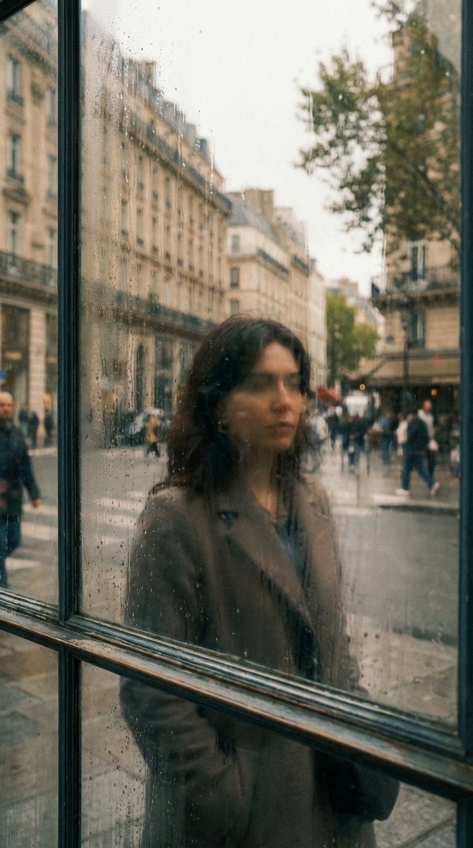 Layered Glass Window Portrait Reflection