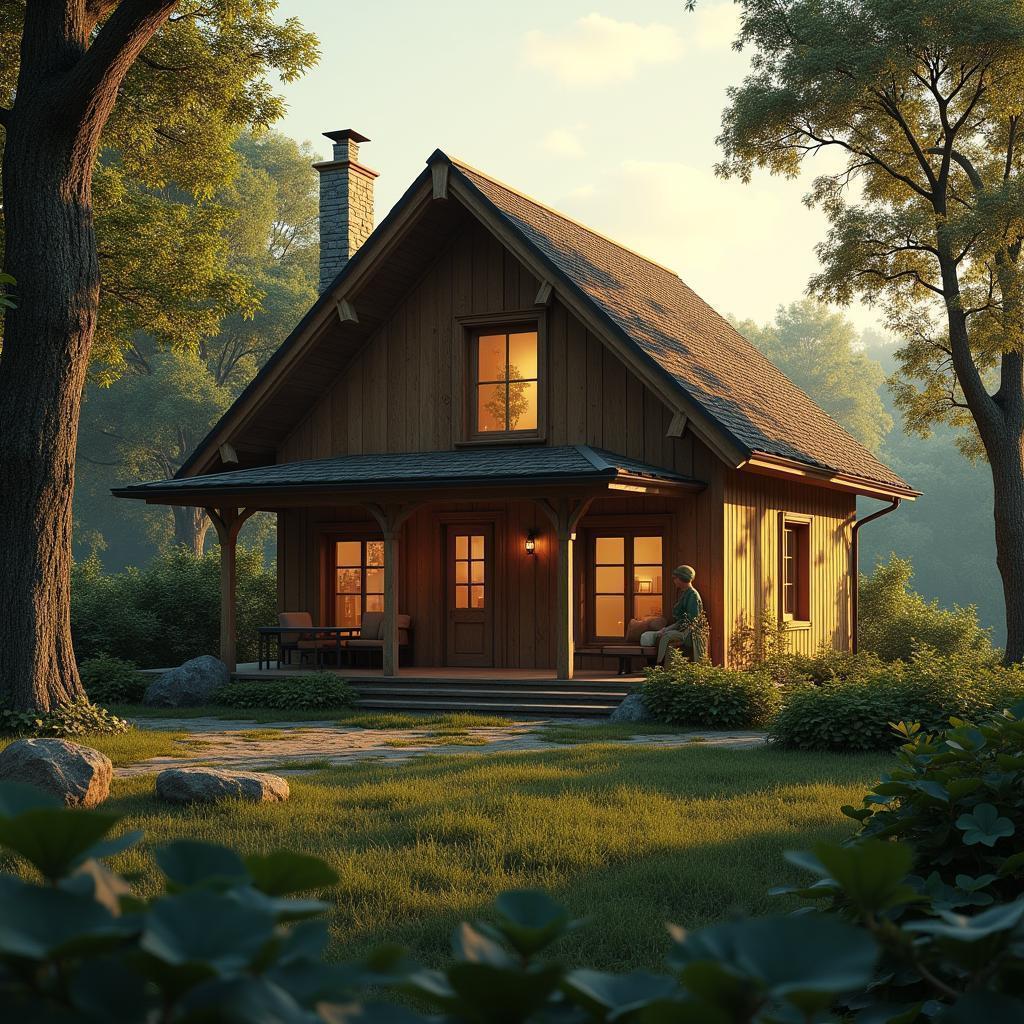 Inviting Wooden House Wrapped in Lush Nature