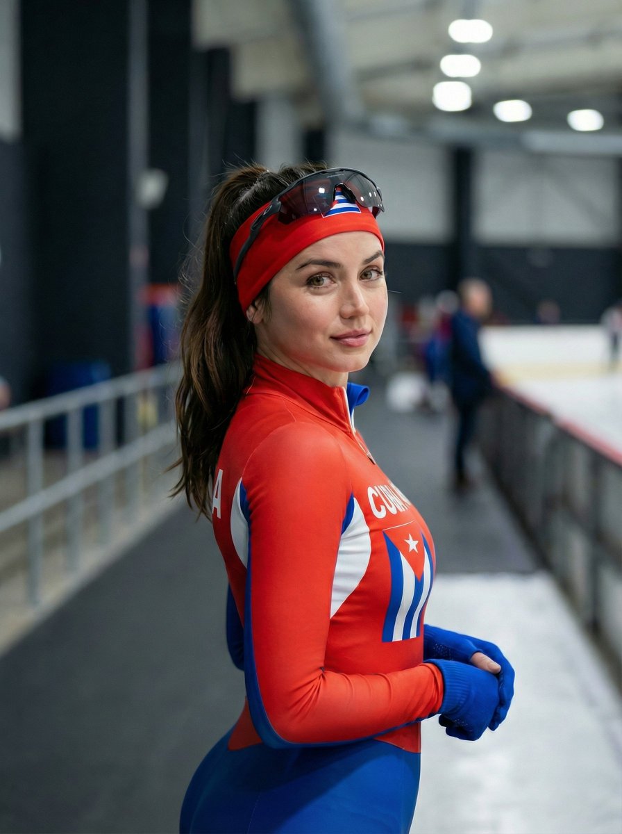 Speed Skater's Confident Gaze