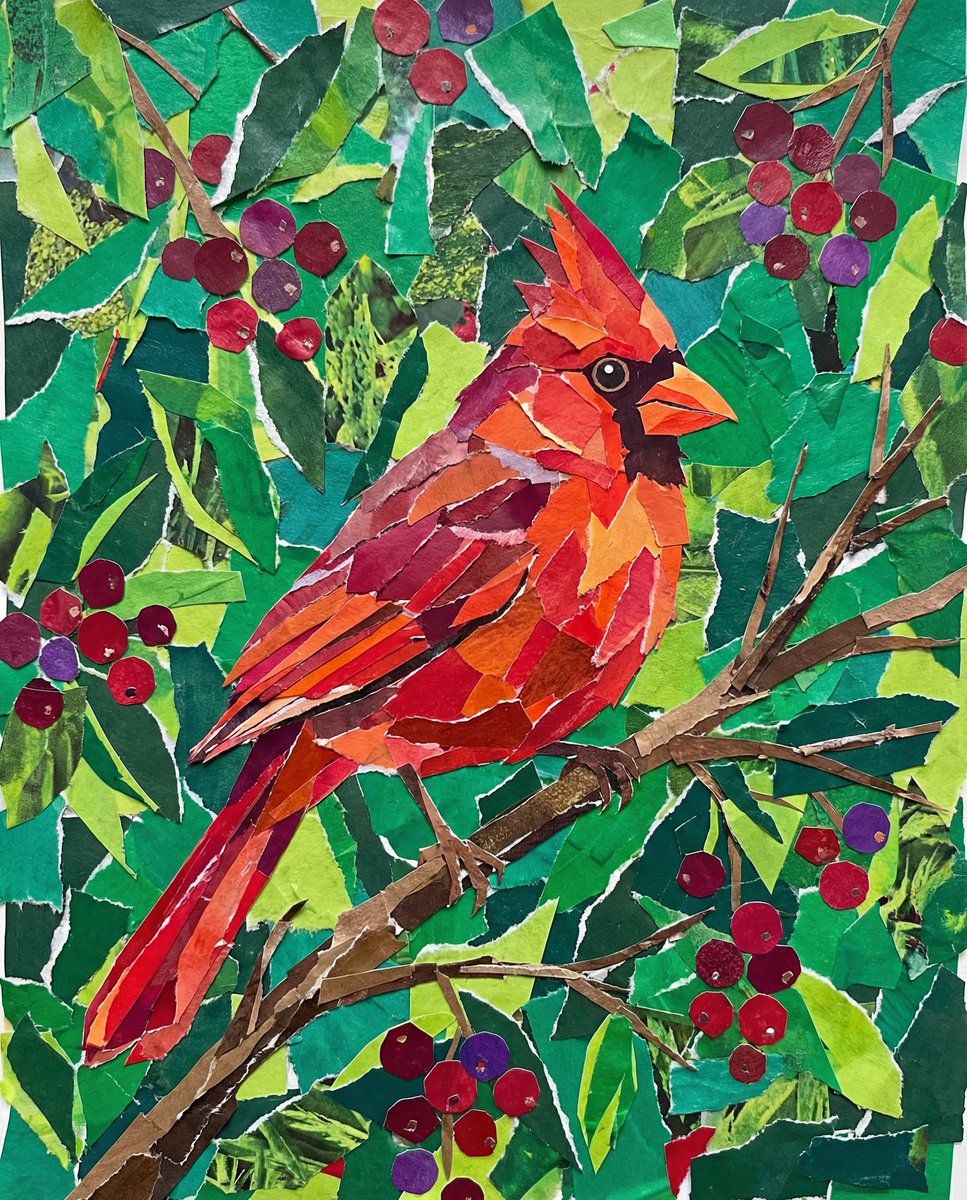 Vivid Cardinal Collage Art