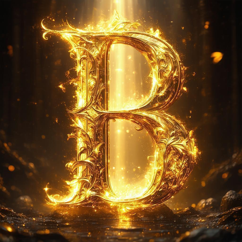 Majestic Golden Letter B in Ethereal Glow