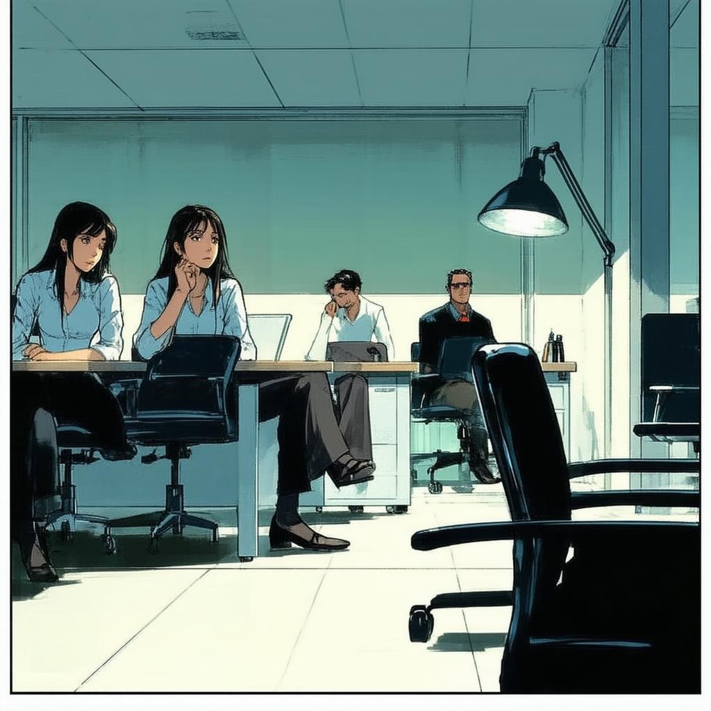 Worried Office Meeting Around an Empty Chair
