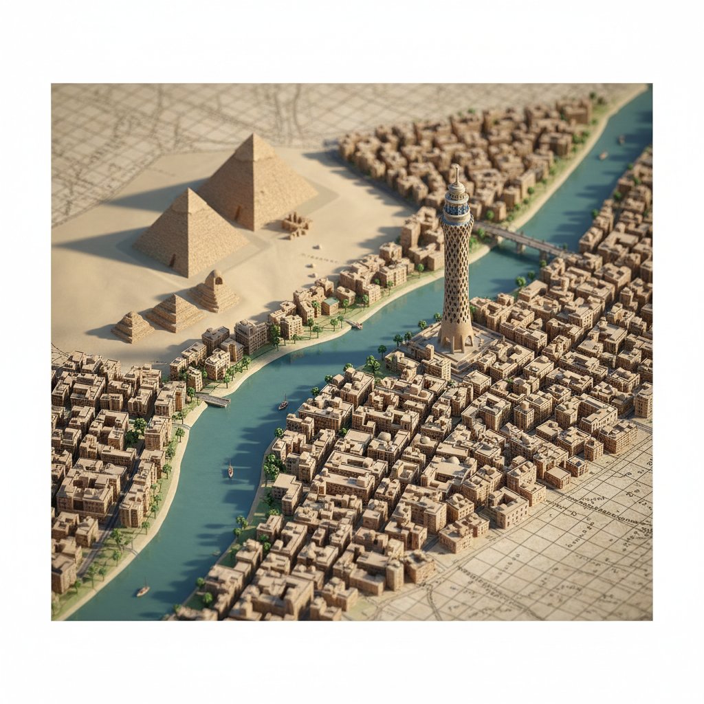 Vintage Miniature Isometric City Map
