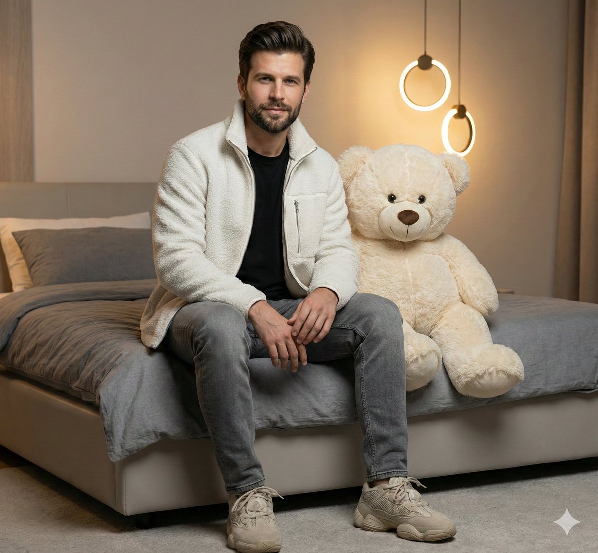 Stylish Man with Teddy Bear