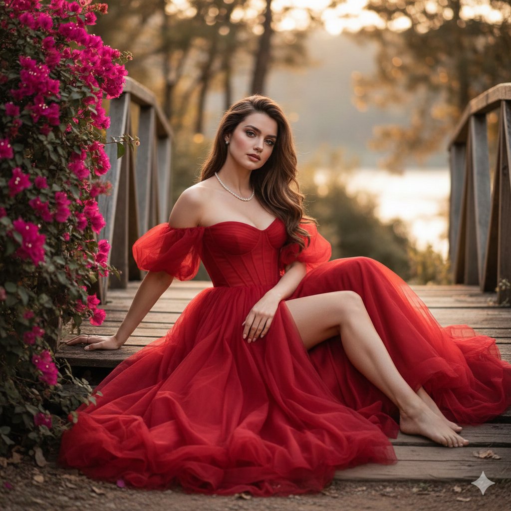 Elegant Red Gown Portrait