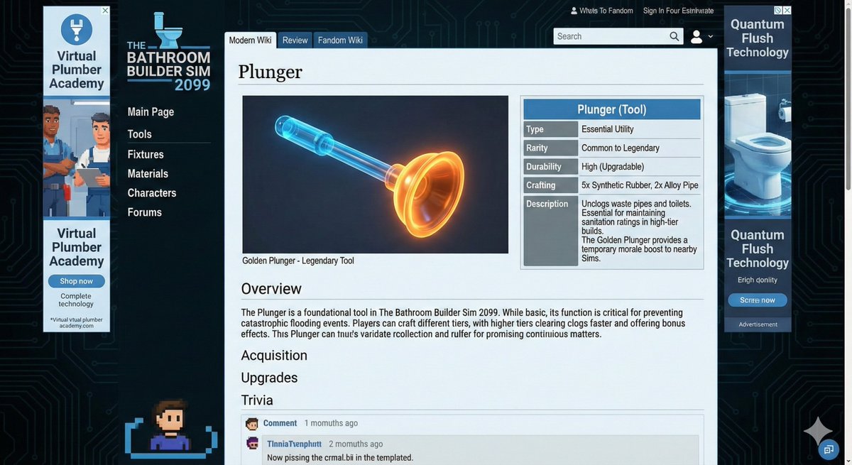 Toilet Plunger Video Game Wiki Page
