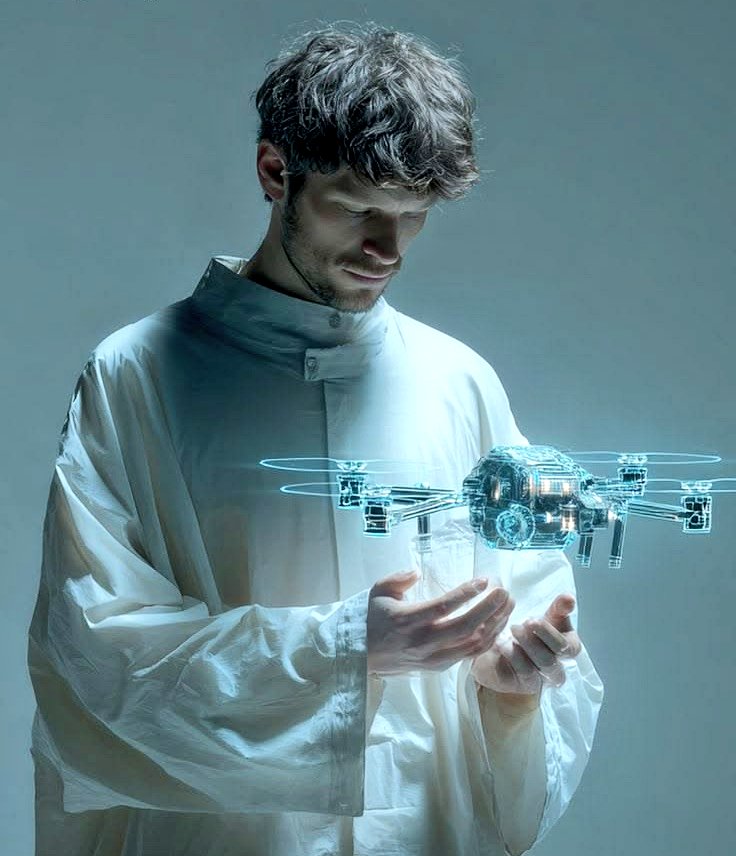 Futuristic Holographic Drone Tech Showcase
