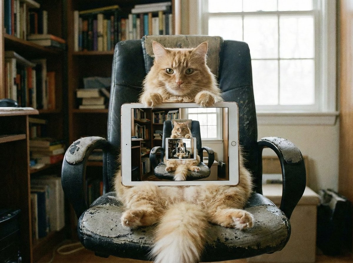 Infinite Cat iPad Recursion