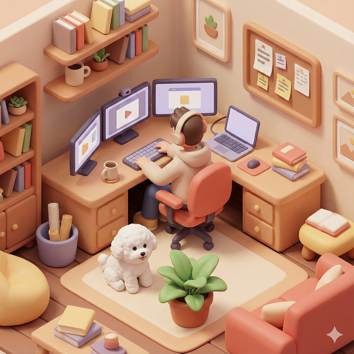 Cozy WFH with Fluffy Buddy