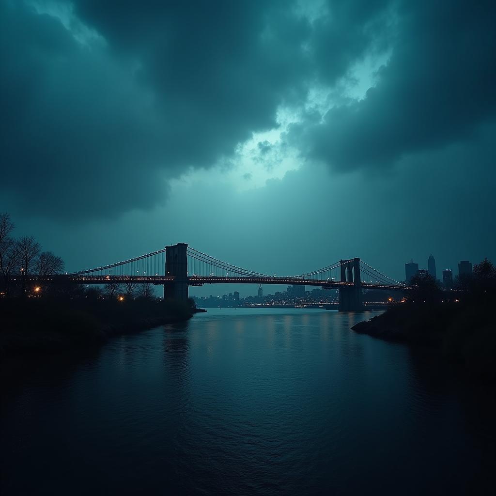 City Bridge Brooding Under a Stormy Sky