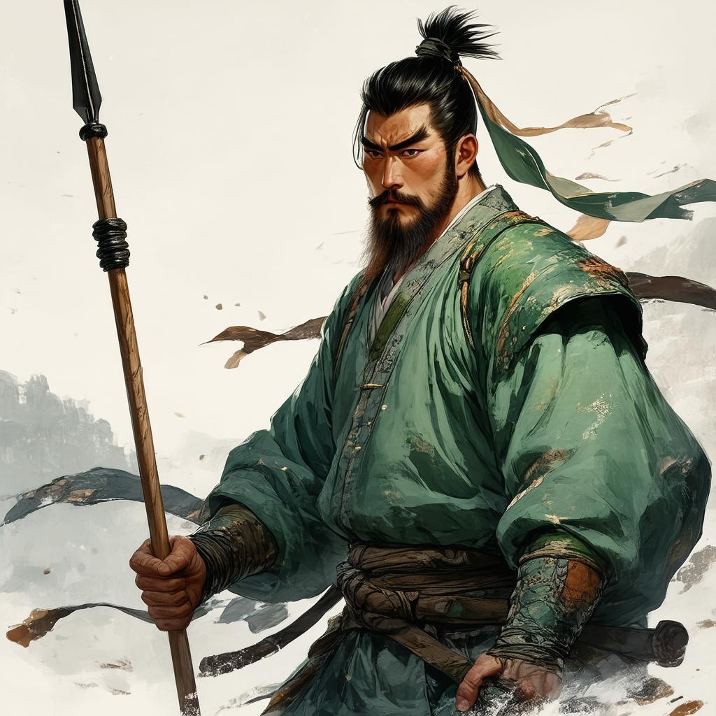 Gruff Korean Ranger With Spear in Hand