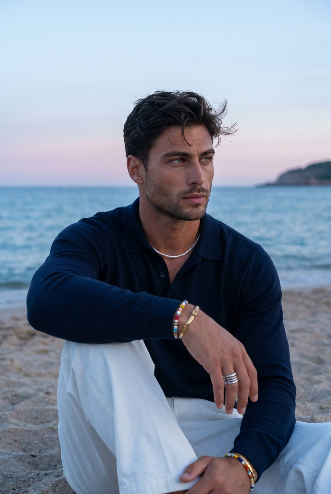 Relaxed Coastal Menswear at Dusk