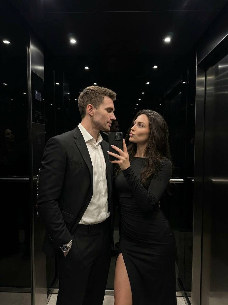 Couple Elevator Selfie Moment