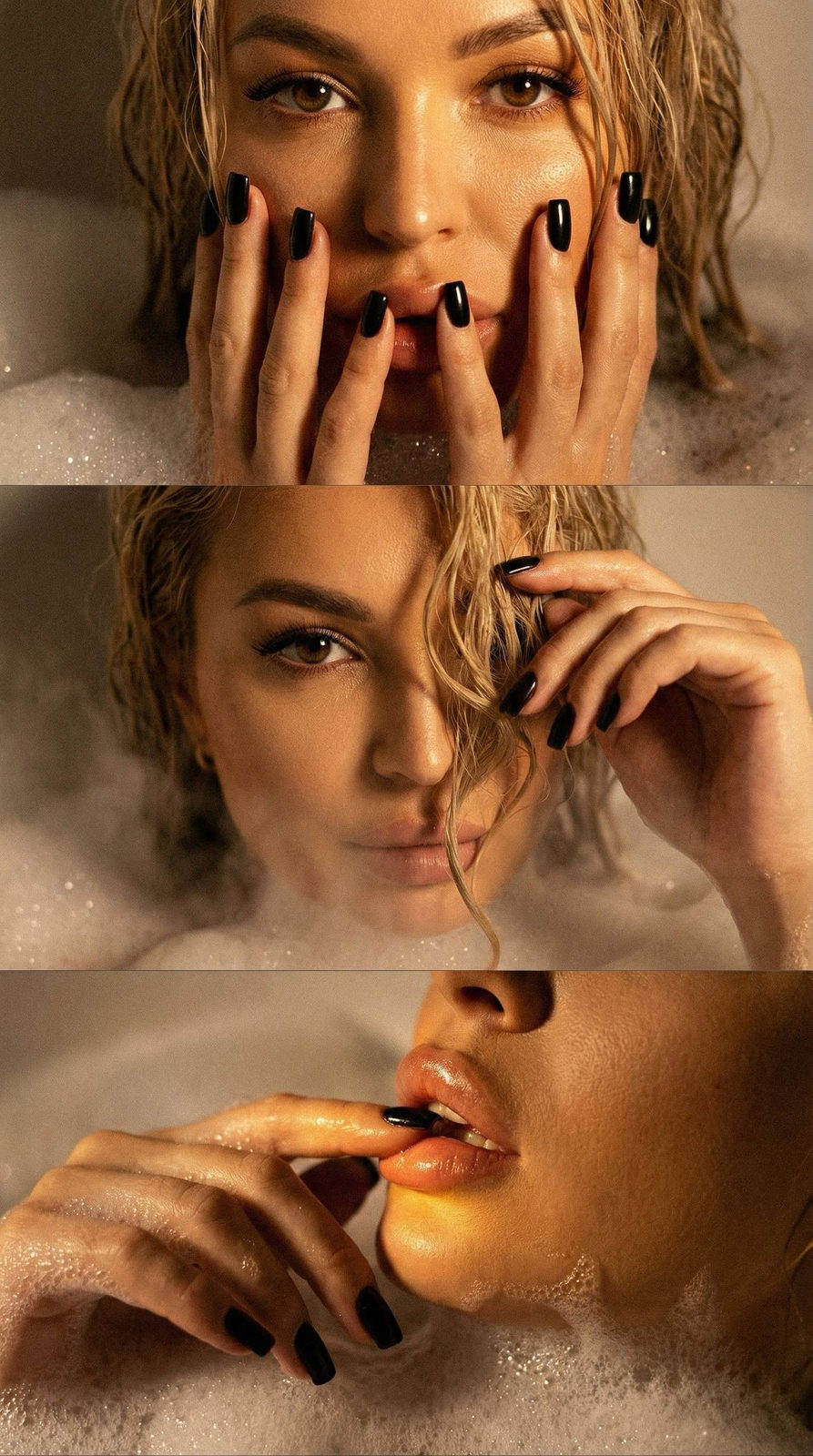 Triptych of Foam Bath Seduction