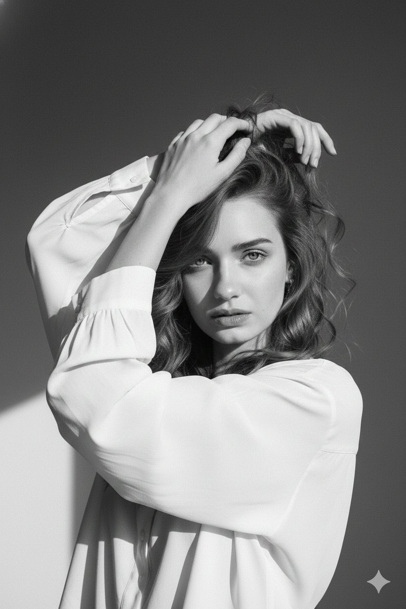 Monochrome Fashion Editorial Portrait