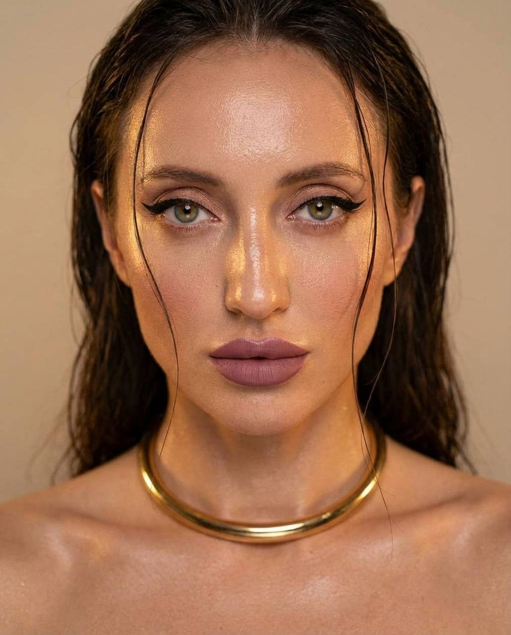 Luxurious Wet Hair Beauty Portrait