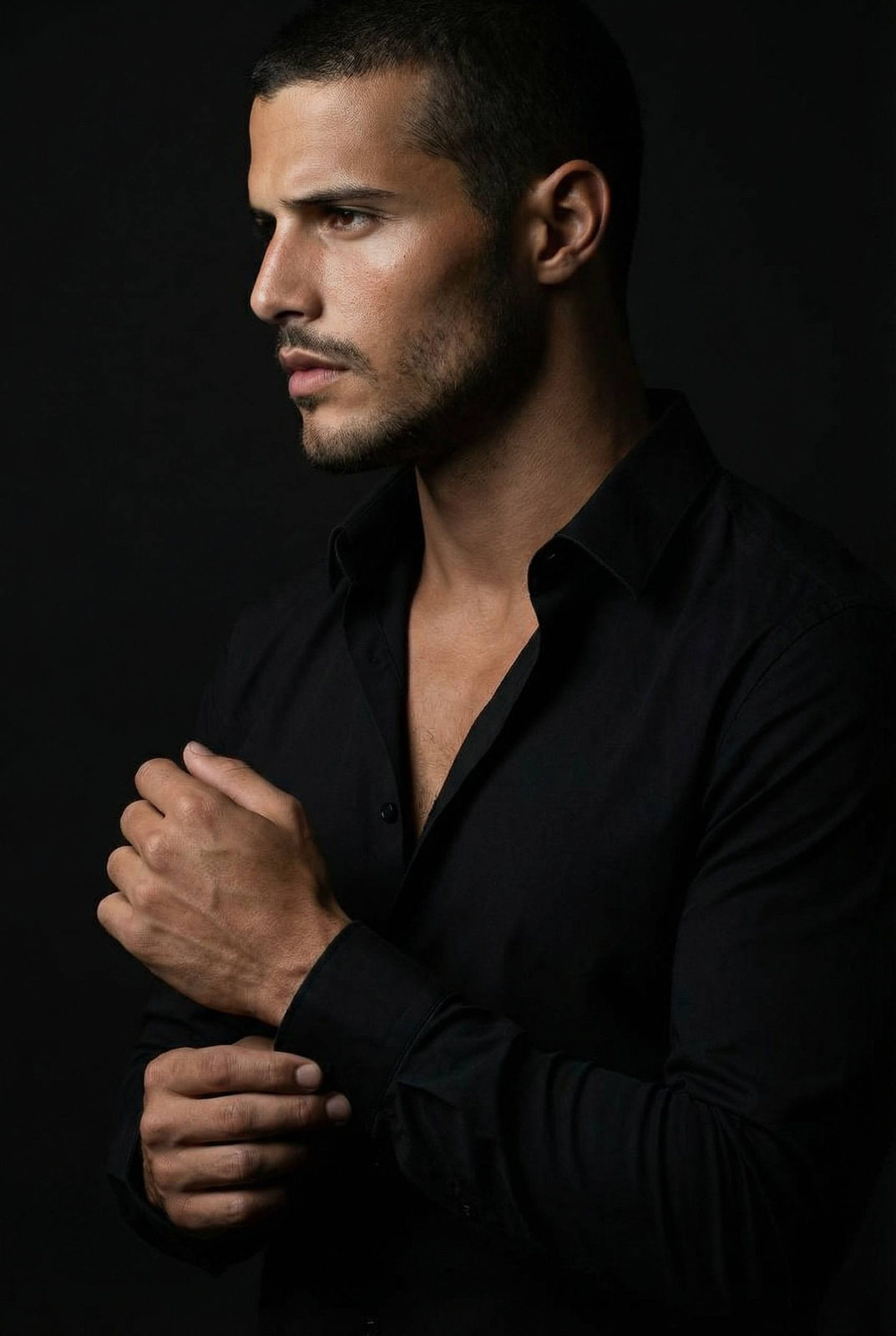 Dramatic Dark Studio Male Portrait